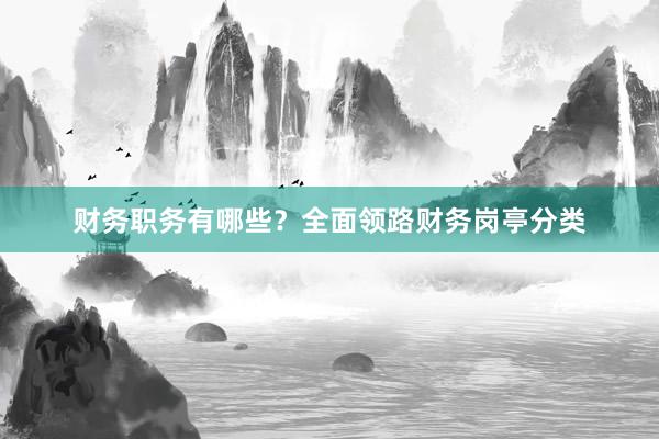 财务职务有哪些？全面领路财务岗亭分类